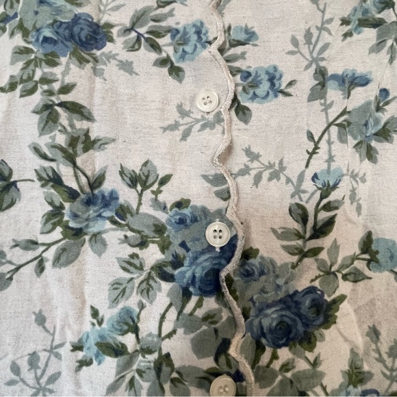 Vintage blue floral button up top size Xl / garden party, grandma floral - Picture 6 of 7